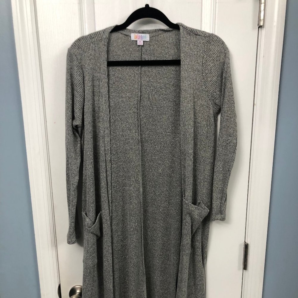 gray ribbed lularoe sarah cargidan duster.  used.